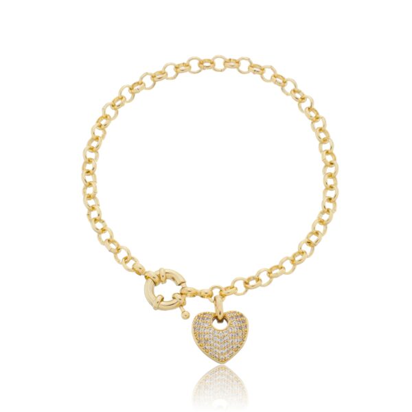 PULSEIRA CORAÇÃO COM ZIRCÔNIA BANHADO À OURO 18K