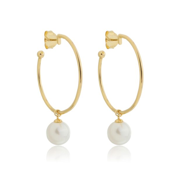BRINCO ARGOLA MARINA PÉROLA BANHADO À OURO 18K