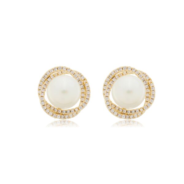 CONJUNTO NINA PÉROLA SHELL E ZIRCÔNIA BANHADO À OURO 18K - Image 2