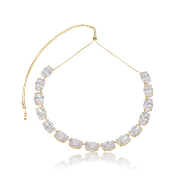 COLAR RIVIERA VAL COM ZIRCÔNIAS OVAIS BANHADO À OURO 18K