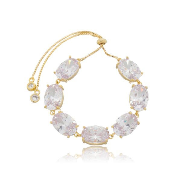 PULSEIRA RIVIERA VAL COM ZIRCÔNIAS OVAIS BANHADO À OURO 18K