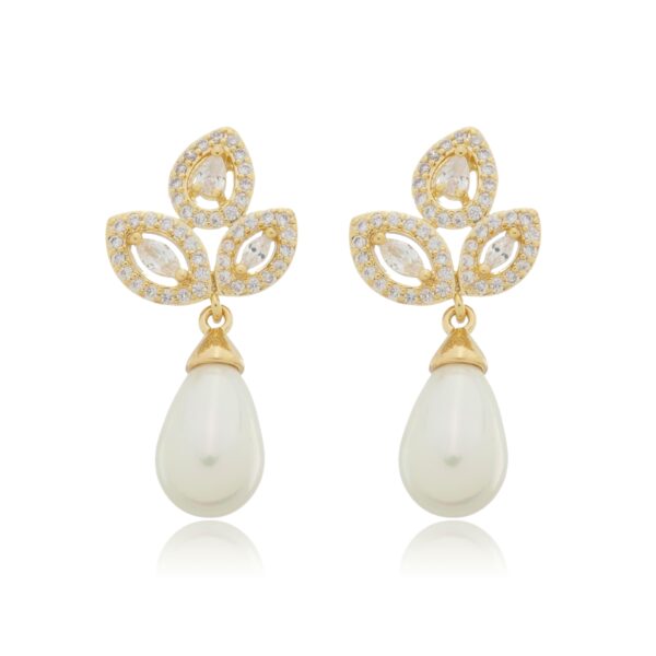 BRINCO CAROL COM PÉROLA E ZIRCÔNIA BANHADO À OURO 18K