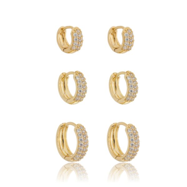 BRINCO DE ARGOLA TRIO LARA BANHADO À OURO 18K