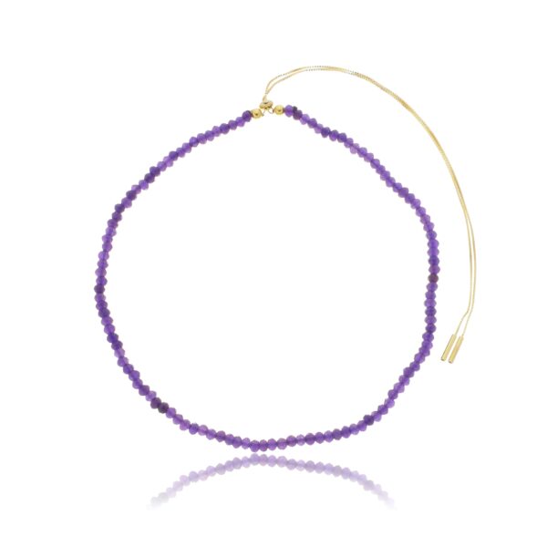 COLAR PEDRA SHAMBALLA COM RONDELL DE JADE UVA BANHADO À OURO 18K