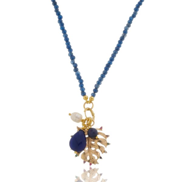 COLAR DE PEDRA NATURAL DIANA COM CACHO BANHADO À OURO 18K