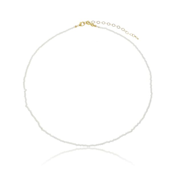 COLAR SOFIA MICRO ZIRCÔNIA FACETADA BRANCA 2MM BANHADO À OURO 18K