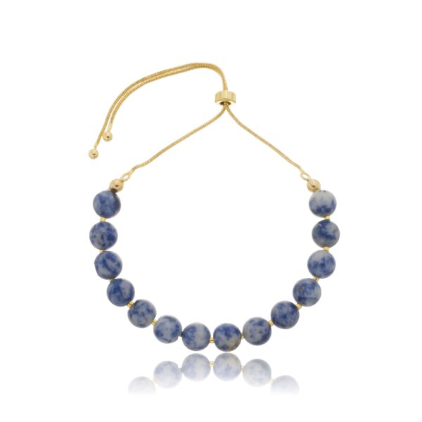PULSEIRA SHAMBALLA RITA COM PEDRA SODALITA BANHADA À OURO 18K